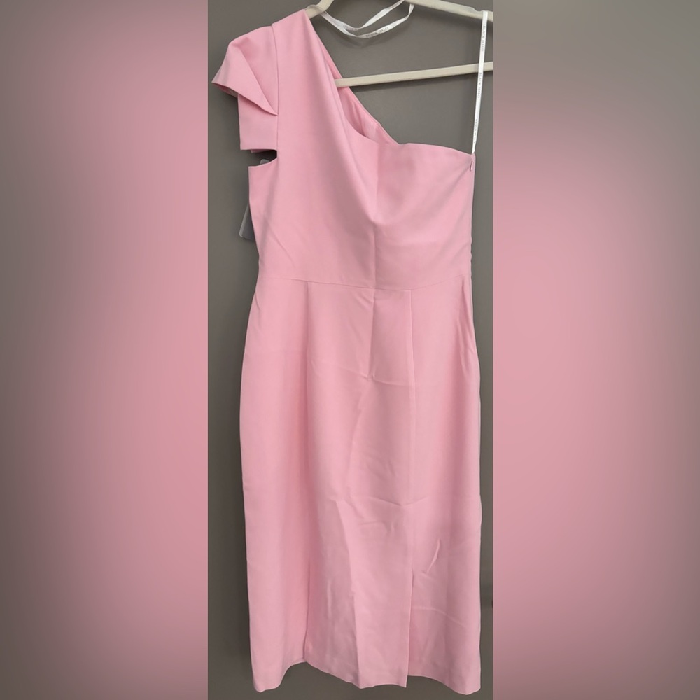 Black Halo Light Pink One Shoulder Midi Dress Size 10
